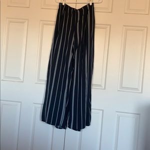 Venture casual washed black striped wide leg pants